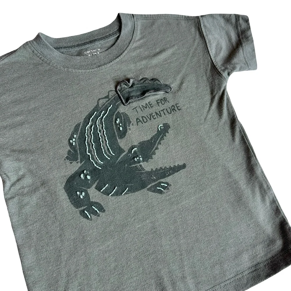 Carter's 3T Boys green cotton alligator short sleeve shirt